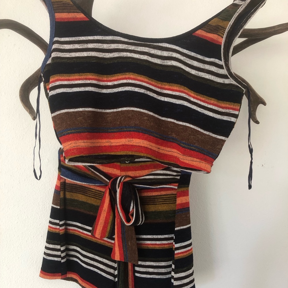 Wild Honey Terry Cloth Tie-Waist Shorts and Crop Top Set XS mod vintage beach